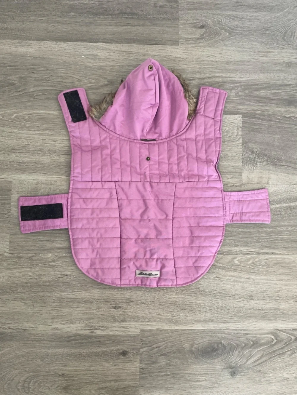 Eddie Bauer Pet Quilted Winter Dog Jacket w/Faux Fur Hood - Purple - Size Medium